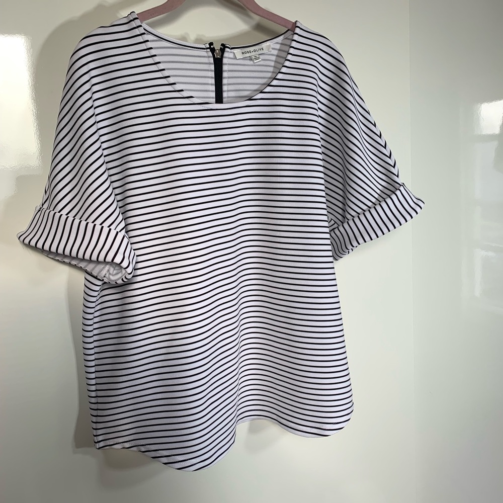 Striped top with back zipper